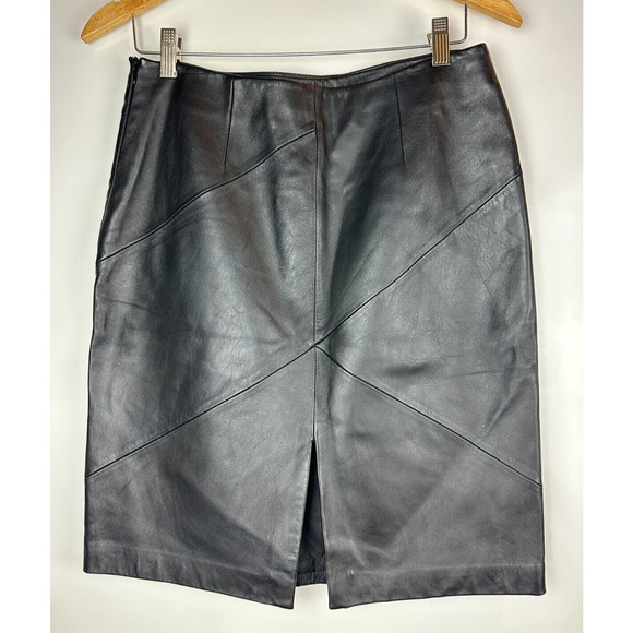 Valerie Stevens Separates 100% Leather Skirt Soft Black Pencil 90's Y2K Size 8 - Picture 9 of 13